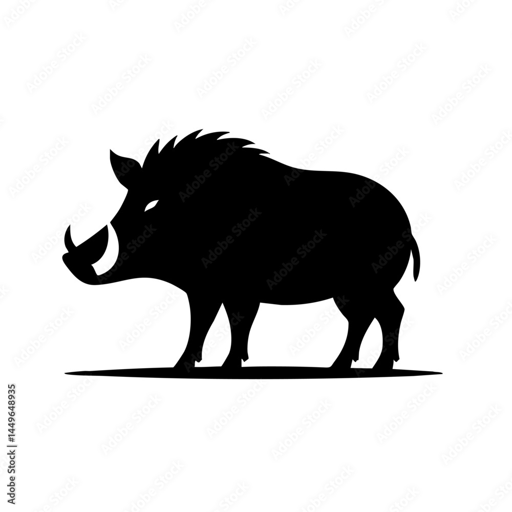 Fototapeta premium Majestic Wild Boar Silhouette: Vector Graphic