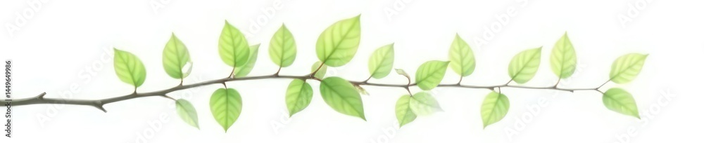 Naklejka premium Single branch with delicate leaves isolated on white background, branch, foliage, isolated