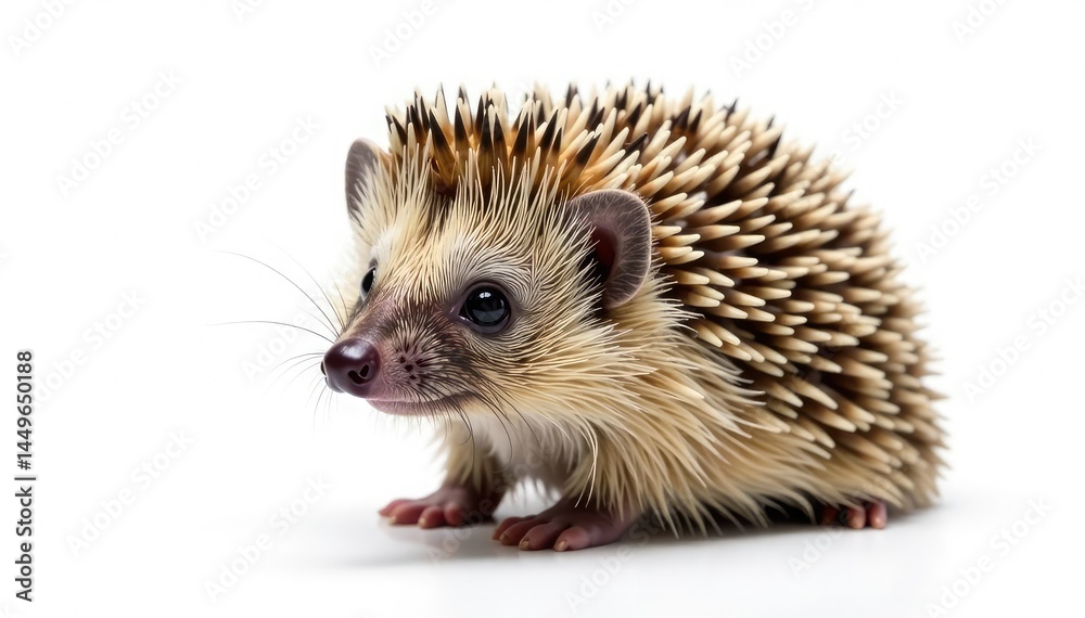 Small brown hedgehog isolated on white background, animal, wildlife Small brown hedgehog isolated on white background, animal, wildlife