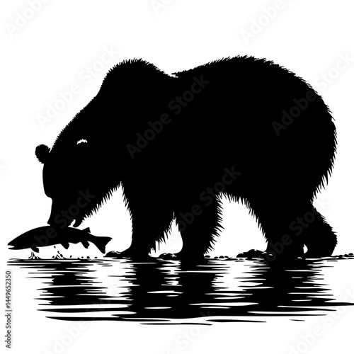 Grizzly Bear Fishing: A Stunning Silhouette
