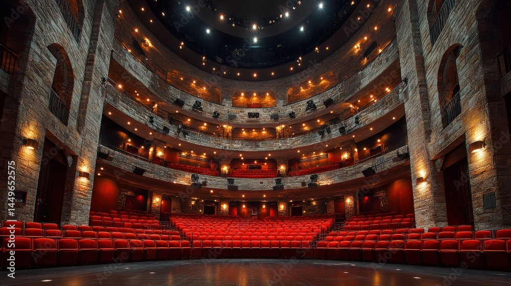 Obraz premium A grand, circular theater interior, showcasing tiered seating.