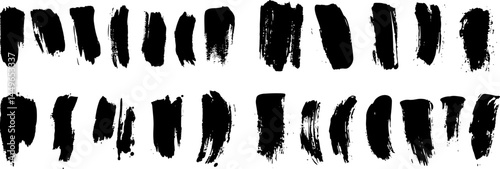Dynamic Brushstrokes: A captivating collection of bold, textured black brushstrokes on a clean backdrop, perfect for adding artistic flair and graphic appeal to any project.