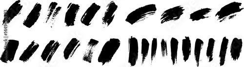 Dynamic Brushstrokes: A captivating collection of bold, textured black brushstrokes on a clean backdrop, perfect for adding artistic flair and graphic appeal to any project.