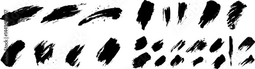 Dynamic Brushstrokes: A captivating collection of bold, textured black brushstrokes on a clean backdrop, perfect for adding artistic flair and graphic appeal to any project.