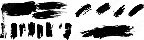 Dynamic Brushstrokes: A captivating collection of bold, textured black brushstrokes on a clean backdrop, perfect for adding artistic flair and graphic appeal to any project.