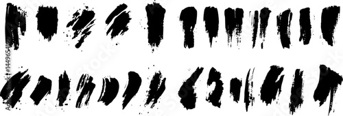 Dynamic Brushstrokes: A captivating collection of bold, textured black brushstrokes on a clean backdrop, perfect for adding artistic flair and graphic appeal to any project.