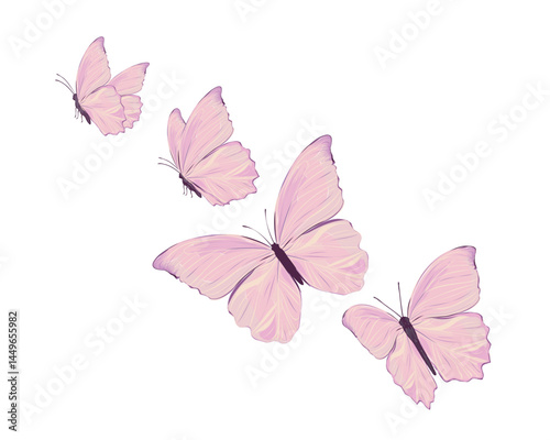 pink butterfly watercolor hand drawn vector