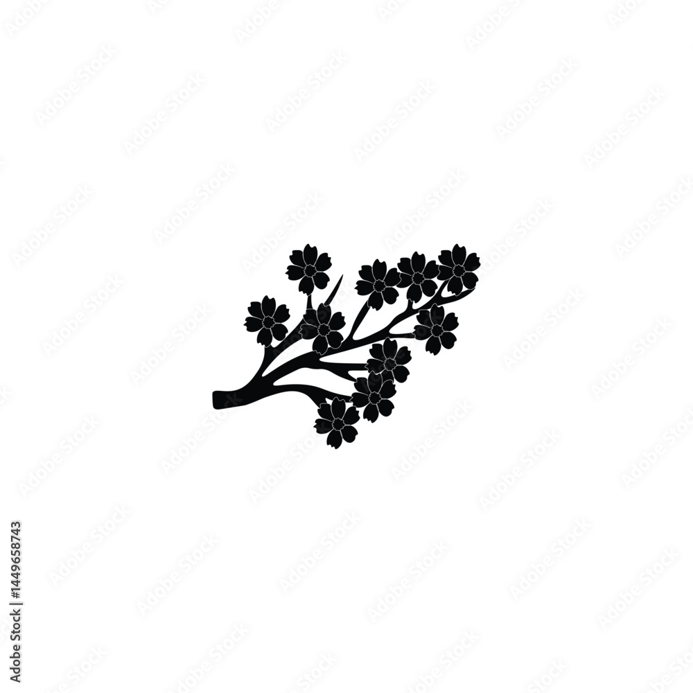 Naklejka premium Flower silhouette with black 