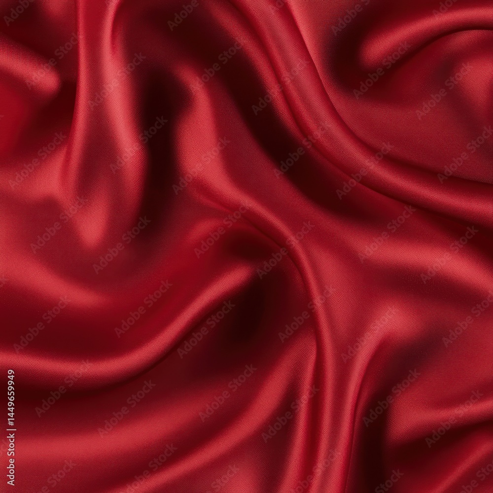Fototapeta premium Red silk fabric drapes, luxurious texture, elegant background, design resource
