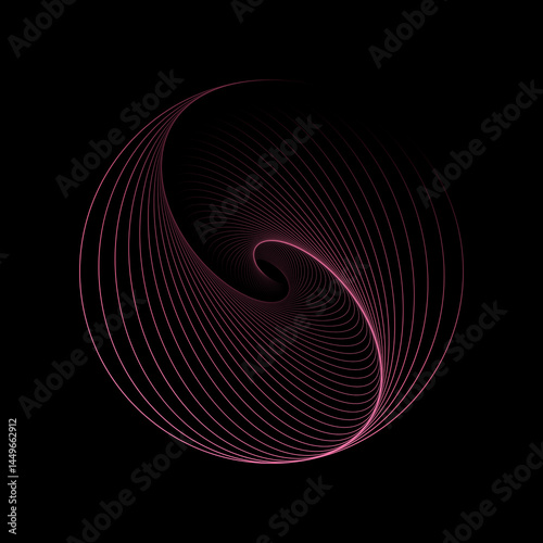 Twisted lines. Colored abstract tunnel. Wireframe 3D surface.
