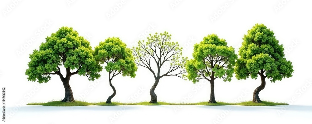 Fototapeta premium Twisted and turned branches of small trees on white, turn, twirl