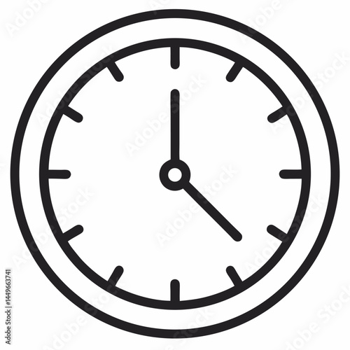Clock outline icon on white background