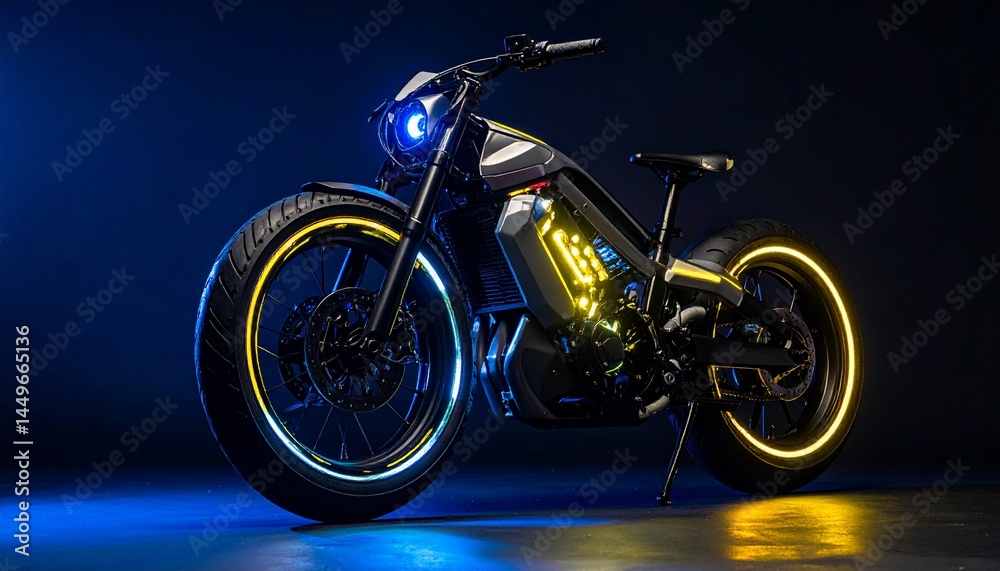 Fototapeta premium Futuristic Sci-Fi Neon Motorbike 36
