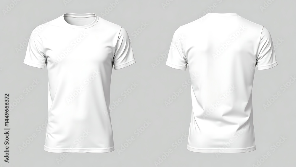 A realistic white t-shirt mockup, front and back view, isolated A realistic white t-shirt mockup, front and back view, isolated