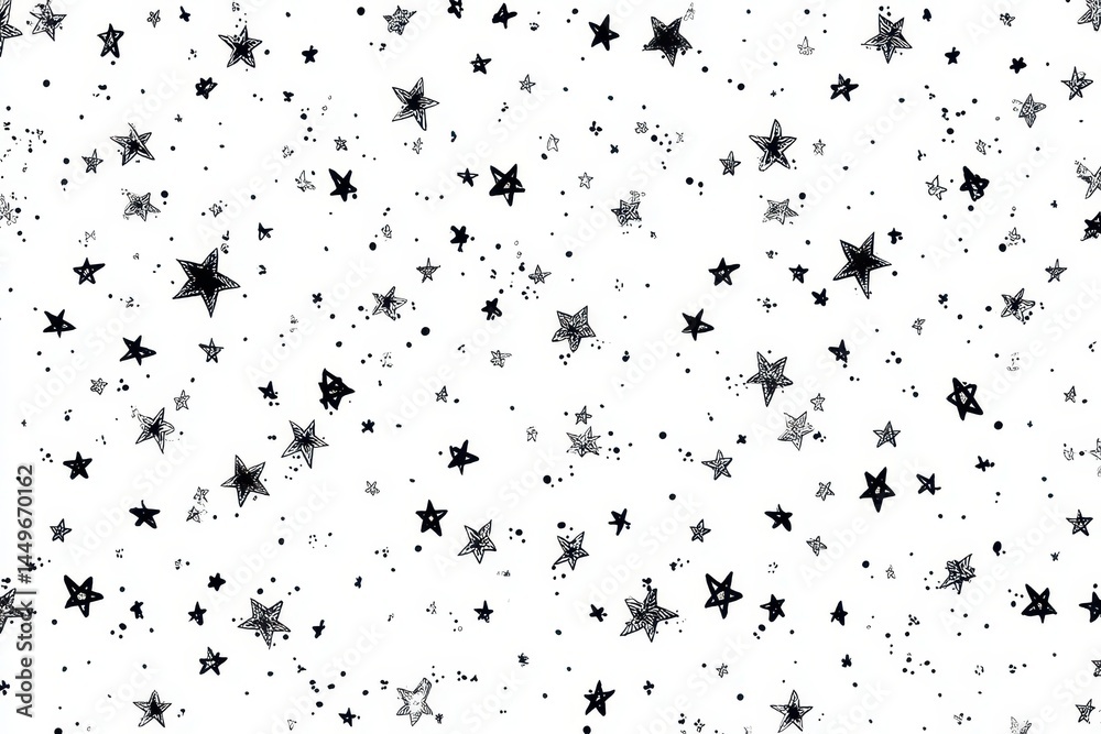 Fototapeta premium Hand-drawn Black Stars on White Background
