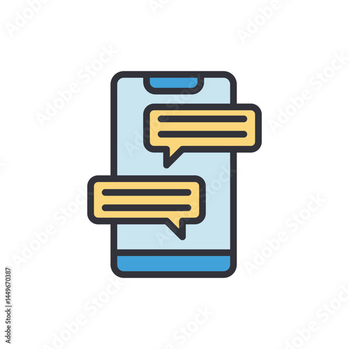 Chatting colored icons, minimalist vector illustration ,simple transparent graphic element .Isolated on white background