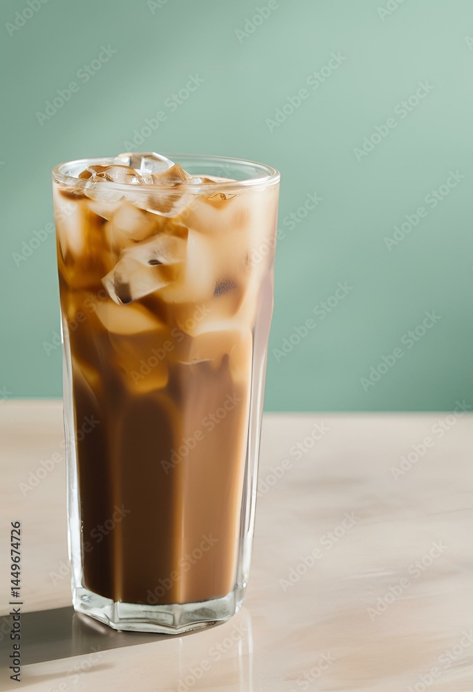 ice coffee latte in glass ice coffee latte in glass