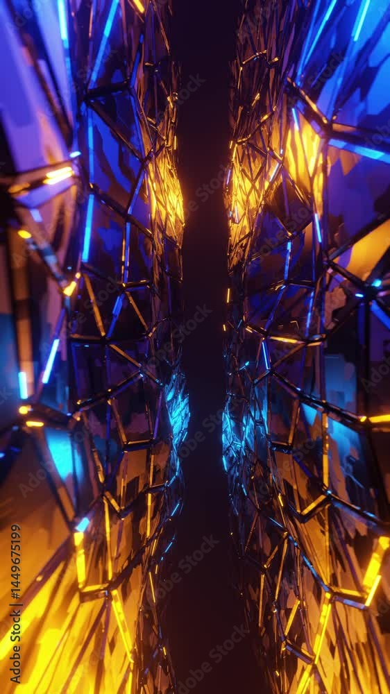 Abstract background in the form of metal plates moving in the form of a wave. Vertical looped video Abstract background in the form of metal plates moving in the form of a wave. Vertical looped video