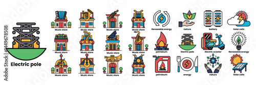 series of icons for different types of buildings including a house