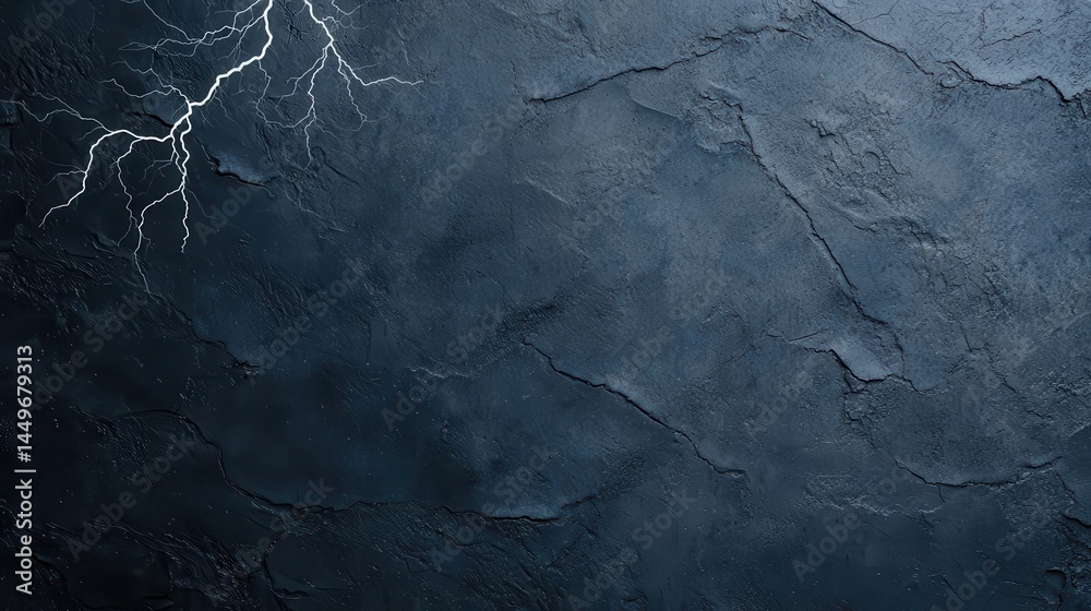 A damp concrete wall with visible cracks, merged with abstract lightning bolts, symbolizing raw energy A damp concrete wall with visible cracks, merged with abstract lightning bolts, symbolizing raw energy