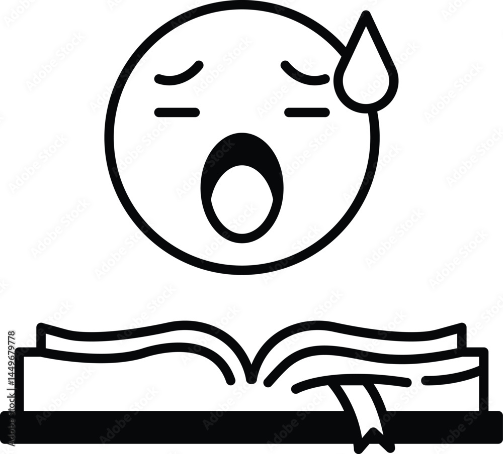 Obraz premium cartoonish face with an open book and a ribbon on the page