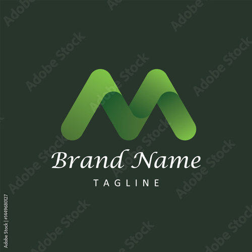 Abstract letter m logo design template vector. Modern 3D, flat and line art style.