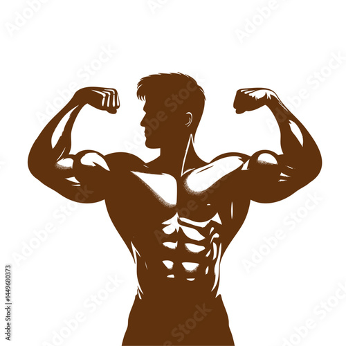 Muscular Bodybuilder Silhouette: Strength and Fitness