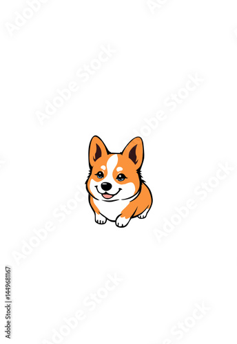 Vector illustration of a cute cartoon Corgi dog. Hand-traced and refined based on AI-generated reference. Clean, minimal style perfect for stickers, icons, or digital assets.