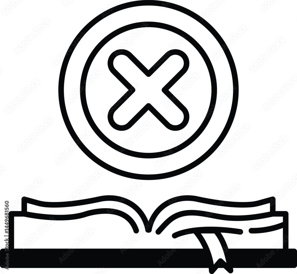 Obraz premium X is drawn on top of an open book