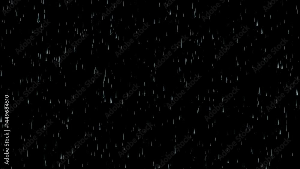 rainfall  reallistic rain falling alpha channel  animation, nature weather rain drops overlay isolated on transparent motion design element