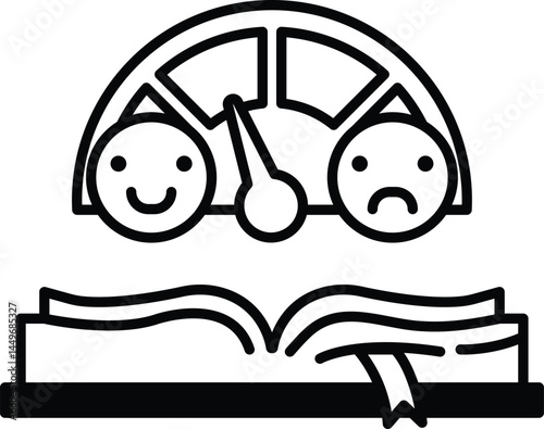 book with a smiley face on the left page and a frowning face on the right page