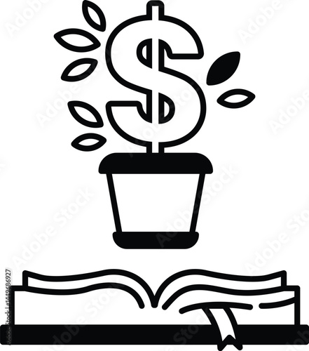 dollar sign is above a plant in a pot