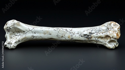 Isolated Animal Bone Close Up on Dark Background