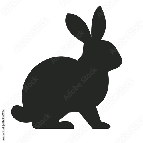  Rabbit Silhouette Sitting Vector Icon - Cute Bunny Hare Animal Graphic Isolated