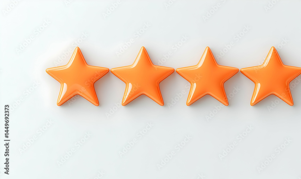 Fototapeta premium Orange Stars on Light Background Representing Ratings and Reviews
