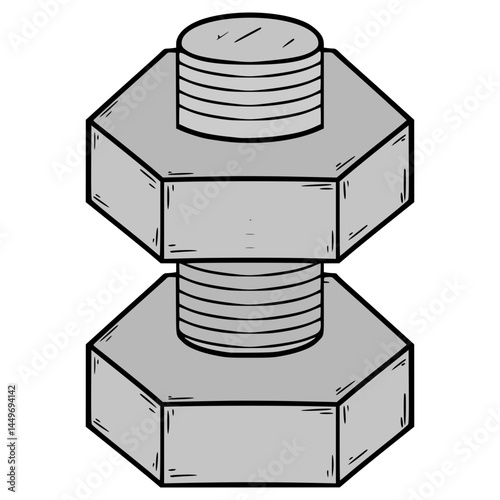 nut bolt illustration hand drawn isolated vector
