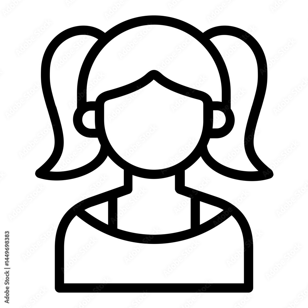 twintail girl avatar icon line twintail girl avatar icon line