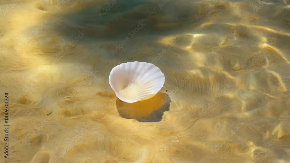 A shell is floating in the water