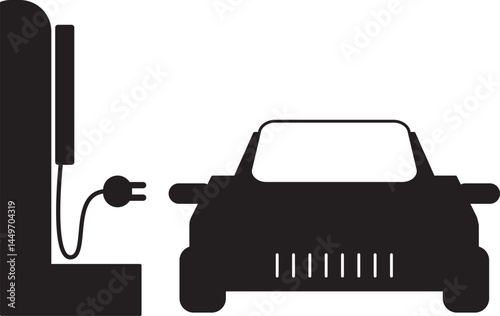 Vector illustration of an electric vehicle charging at a station. Ideal for eco transport, EV infrastructure, green energy, and sustainable mobility projects.