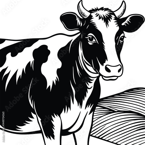 set of cow vector silhouette illustration isolated on white background
