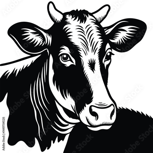 set of cow vector silhouette illustration isolated on white background
