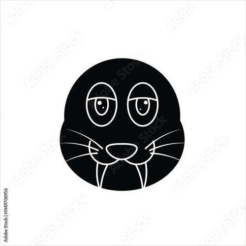 Seal Head Icon in Silhouette Style