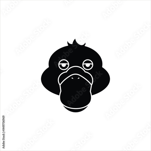 Platypus Head Icon in Silhouette Style