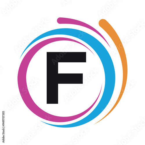 Initial laundry Logo combine with letter F vector template