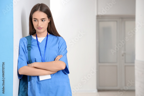 Upset female medical intern...