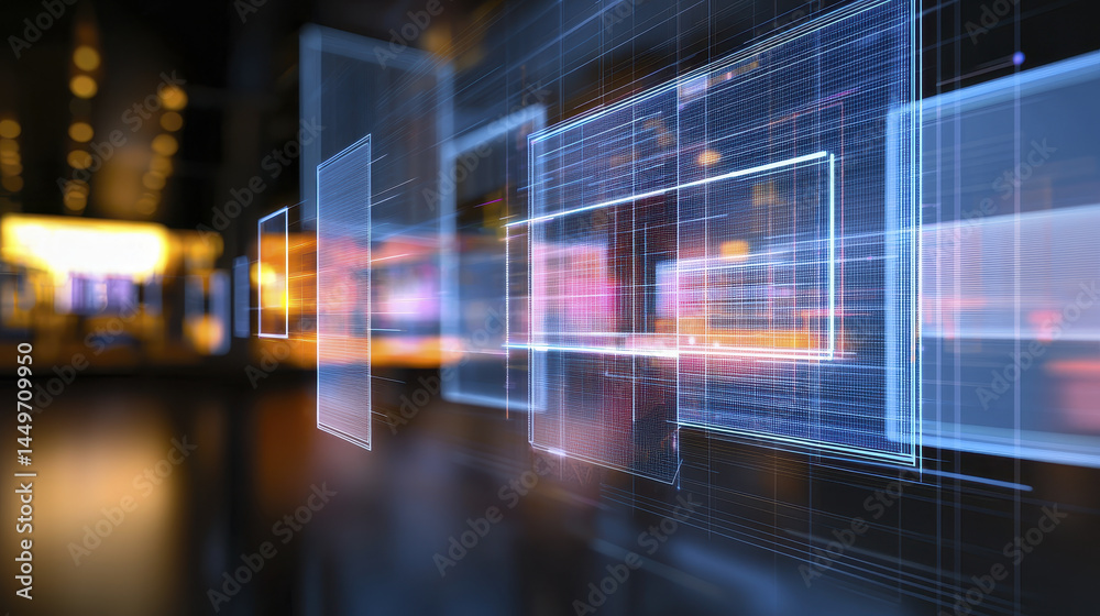 Obraz premium Digital technology abstract design futuristic background data visualization glowing lines modern interface technology concept digital art