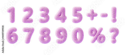 Obraz na plátně 3d fur font, pink fluffy numbers from 0 to 9