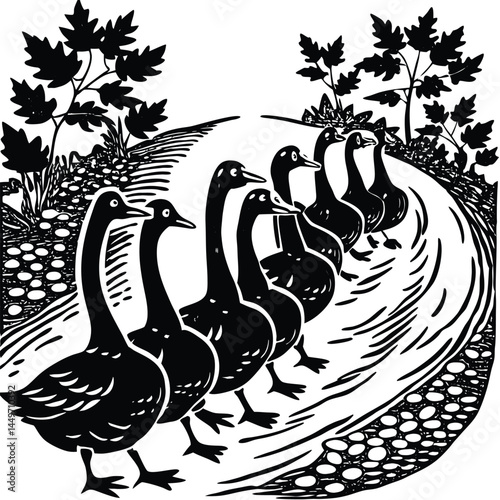 Duck silhouette set collection isolated on white background vector illustration
