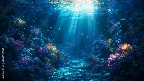 Light from the sea penetrates the coral reefs