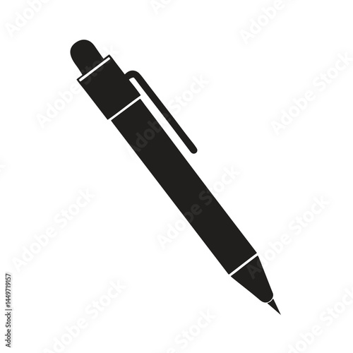 Black pen icon, Ball pen glyph icon. Vector illustration